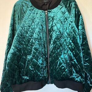 Torrid Women's Green Velvet Bomber Jacket